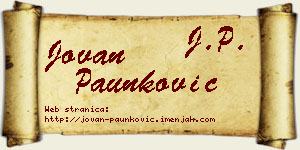 Jovan Paunković vizit kartica